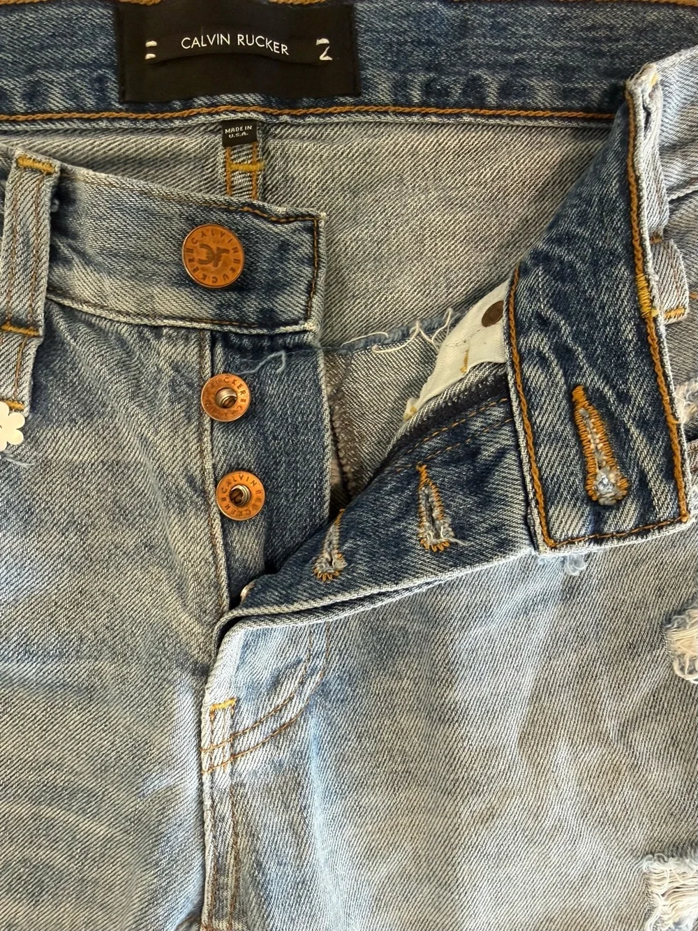Calvin Rucker Distressed Denim Boyfriend Shorts Size 25